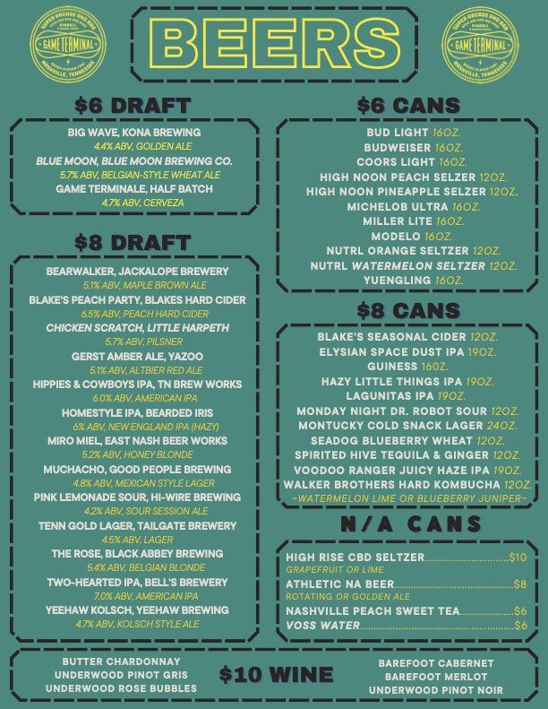 beer menus