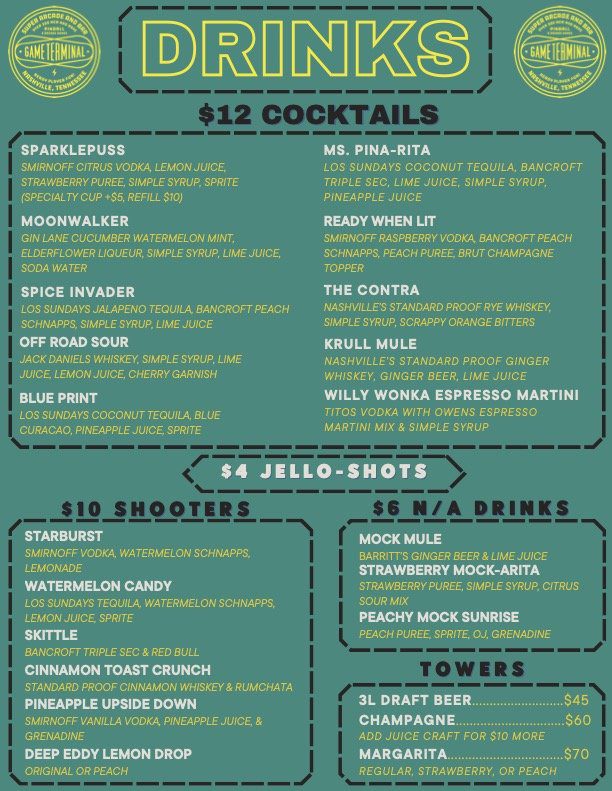 drink menus